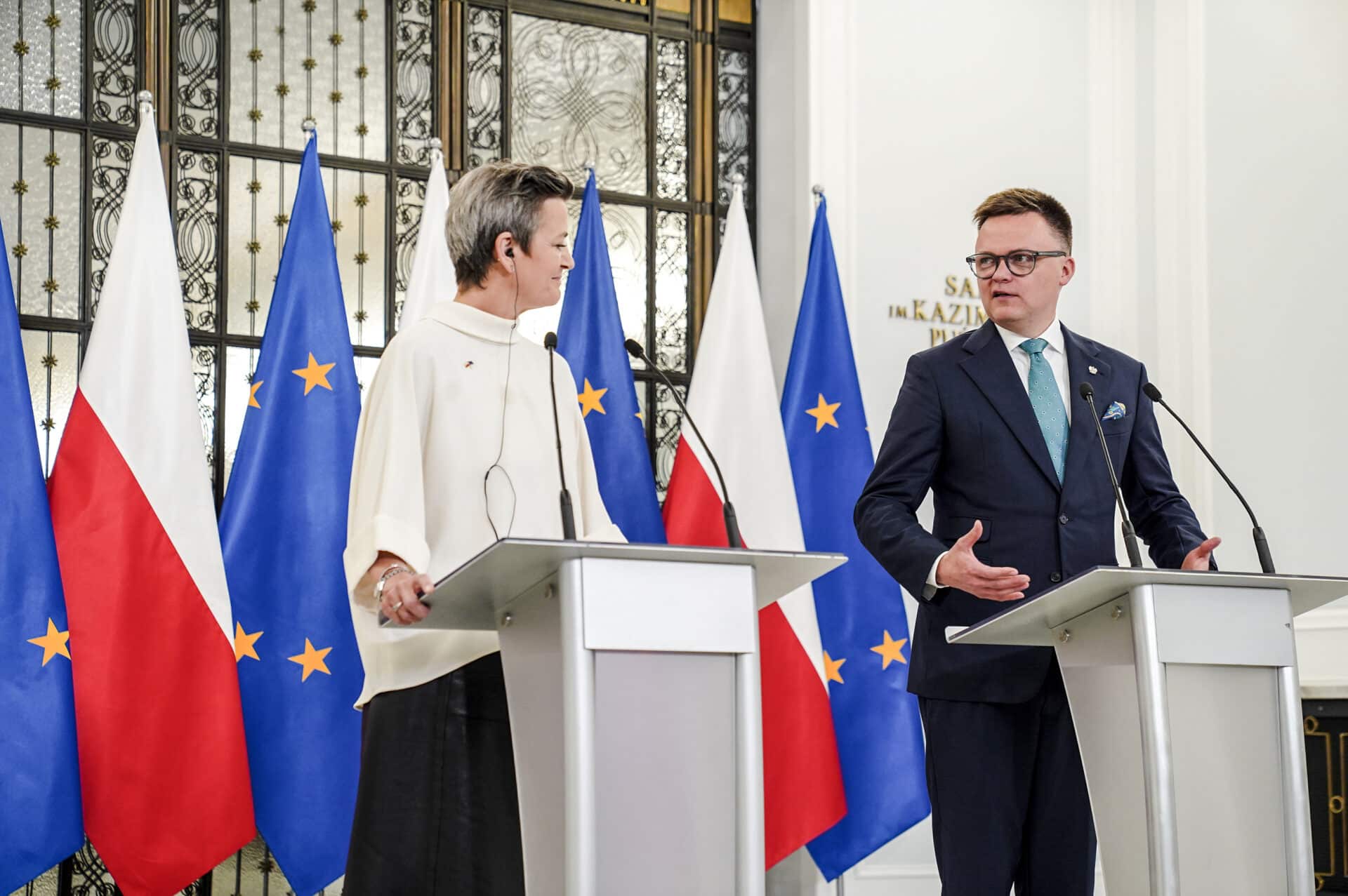 Sejm Speaker Hołownia and EC Vice-President Vestager